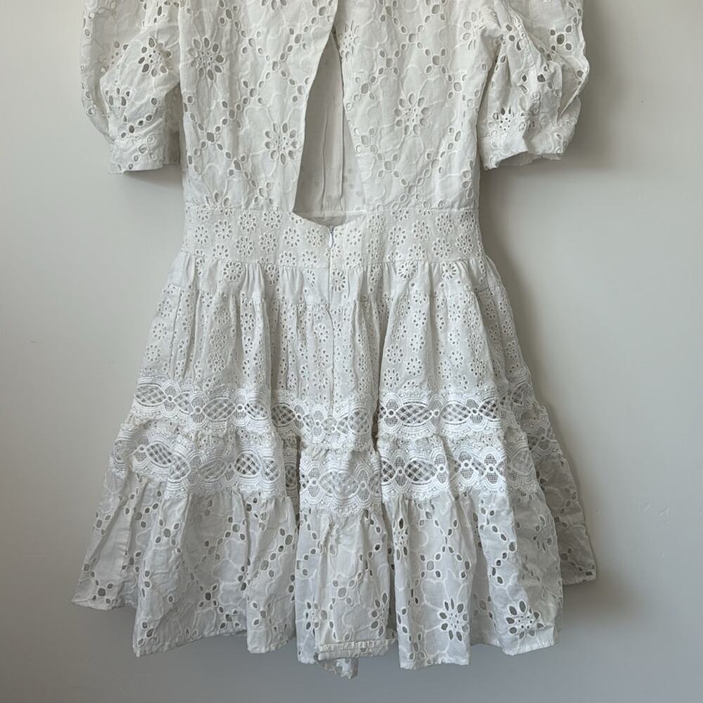 Maje White Lace Embroidered Floral Eyelet Mini Dress Size: 2 - Picture 11 of 12